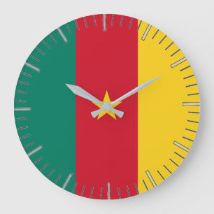Wall Clock mit der Flagge Kameruns Große Wanduhr