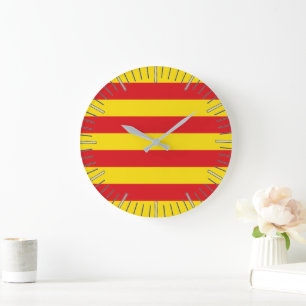 Wall Clock mit der Flagge Kataloniens Große Wanduhr