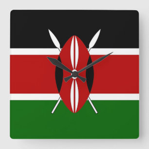 Wall Clock mit der Flagge Kenias Quadratische Wanduhr