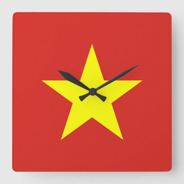 Wall Clock mit der Flagge Vietnams Quadratische Wanduhr (Vorderseite)