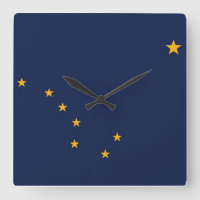 Wall Clock mit der Flagge von Alaska, USA