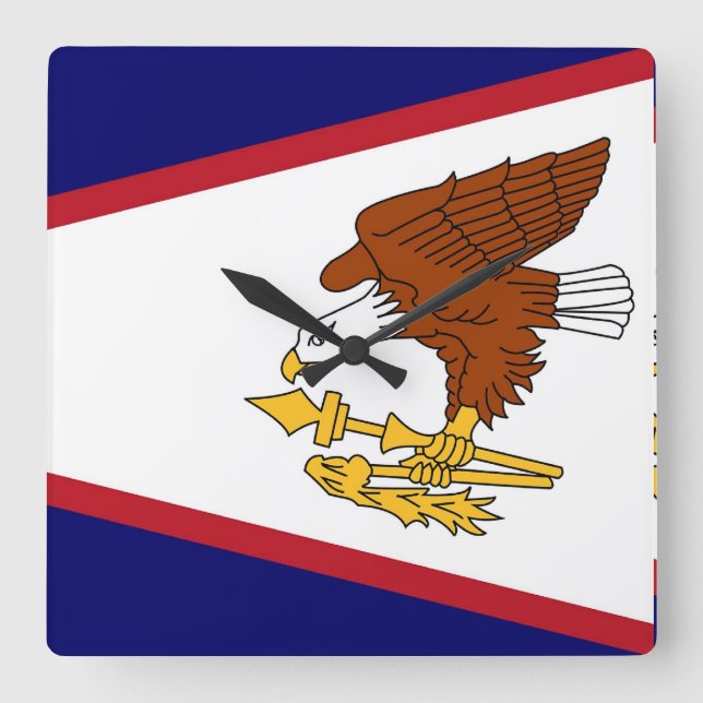 Wall Clock mit der Flagge von Amerikanisch-Samoa,  Quadratische Wanduhr (Vorderseite)
