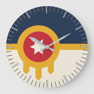 Wall Clock mit der Flagge von Tulsa, Oklahoma Große Wanduhr