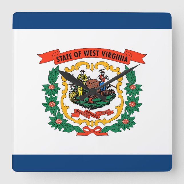 Wall Clock mit der Flagge von West Virginia, USA Quadratische Wanduhr (Vorderseite)