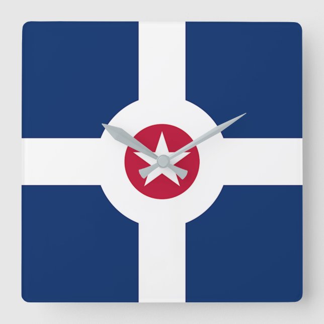Wall Clock mit Flagge von Indianapolis City, USA Quadratische Wanduhr (Vorderseite)