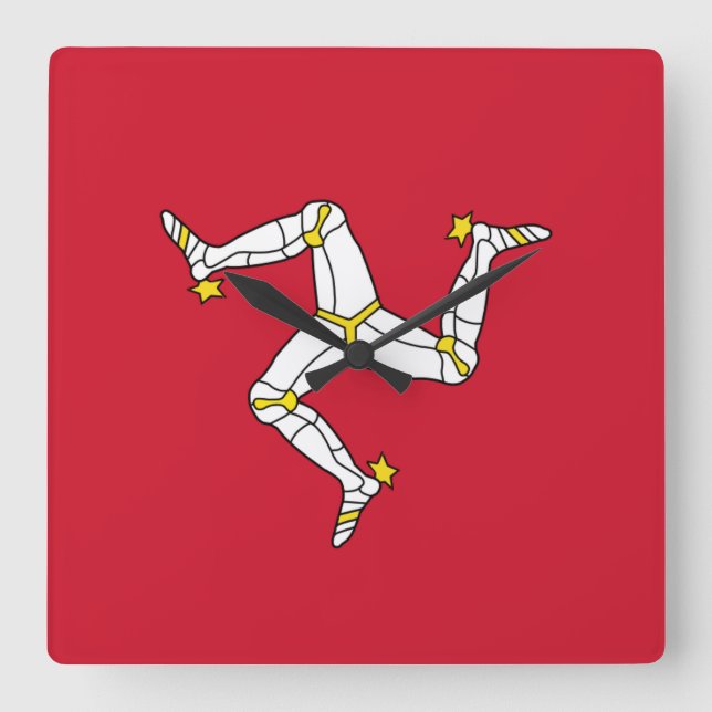 Wall Clock mit Isle of Man Flag, Vereinigtes König Quadratische Wanduhr (Vorderseite)