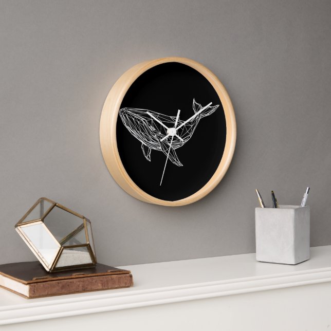 Wall Clock Modern Geometric Whale Uhr (Büro)