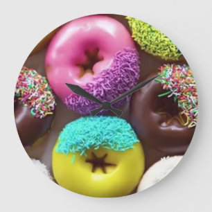 Wall Clock - Multi Coloured Doughnuts Große Wanduhr