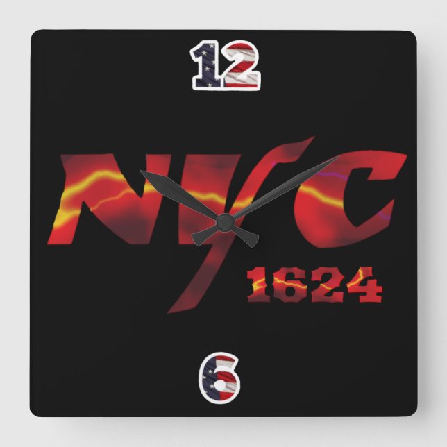 Wall Clock NYC 1624 Quadratische Wanduhr (Vorderseite)