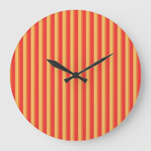 Wall Clock: orange, rot und gelb Streifen Große Wanduhr