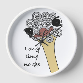 Wall Clock Ostrich "long time no see" Uhr