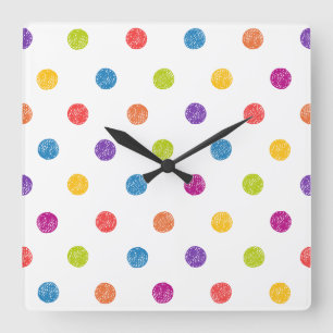 Wall Clock - Polka Dot House Goods Quadratische Wanduhr