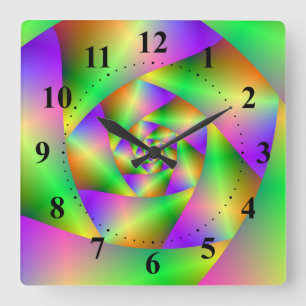 Wall Clock Psychedelic Spiral Quadratische Wanduhr