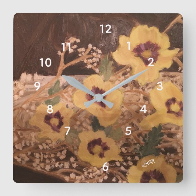 Wall Clock : Still Life Quadratische Wanduhr (Vorderseite)