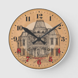 Wall Clock: Victorian Mansion Runde Wanduhr