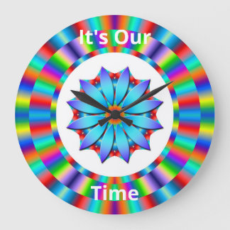 Wall Clock with Festive, Colorful Circular Design Große Wanduhr