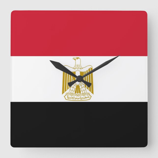Wall Clock with Flag of Egypt Quadratische Wanduhr (Vorderseite)