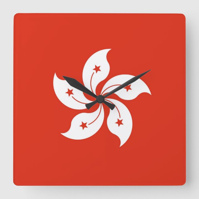 Wall Clock with Flag of Hong Kong, China Quadratische Wanduhr (Vorderseite)