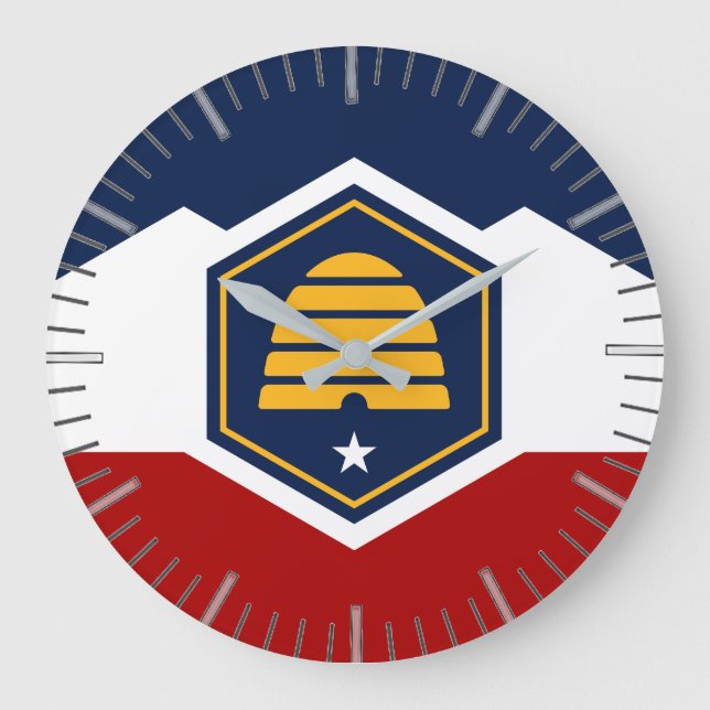 Wall Clock with Flag of Utah, USA Große Wanduhr (Vorderseite)