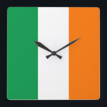 Wall Clock with Flag Quadratische Wanduhr<br><div class="desc">Awesome patriotic wall clock with Flag of Ireland. This product customizable.</div>