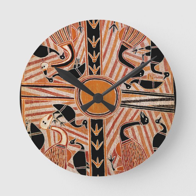 Wall Clock with Maori Tribal Design Runde Wanduhr (Vorderseite)