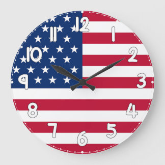 Wall Clock with the United States Flag - USA Flag Große Wanduhr