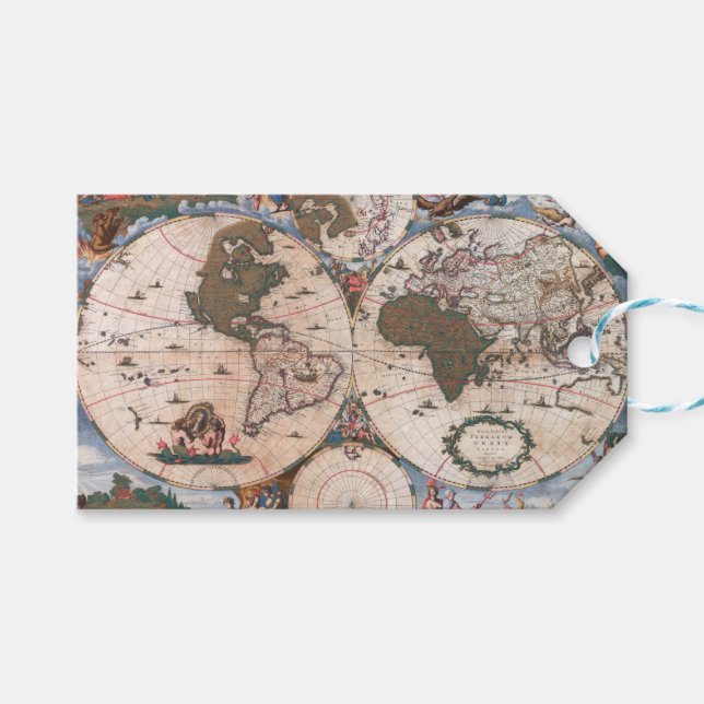 Wall Map of the World By Cornelis Danckerts Geschenkanhänger (Vorderseite (Horizontal))
