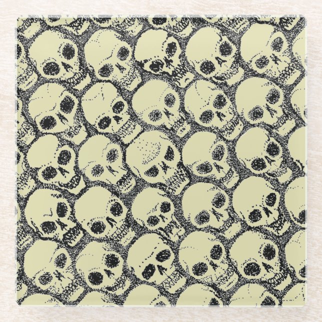 Wall o’ Skulls Glasuntersetzer (Vorderseite)