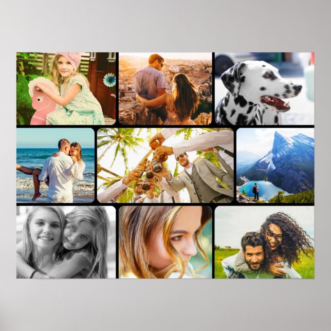 Wall Poster 9 Foto Template Rounded Frame Collage (Vorne)