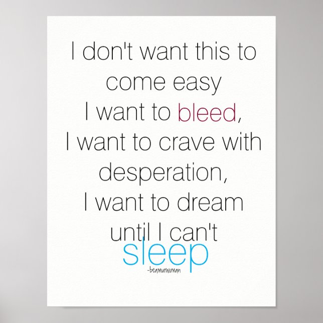Wall Poster Inspirational Quotes I Want to Dream (Vorne)