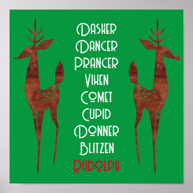 Wall Poster - Rentier des Weihnachtsmannes - Rudol (Vorne)