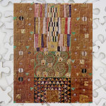 Wall, Stoclet Frieze von Gustav Klimt<br><div class="desc">Das Ende der Mauer, Stoclet Frieze (1905-1911) von Gustav Klimt ist ein Vintages Jugendstil-Gemälde mit einem geometrischen Mosaikmuster in Goldtönen. Die Stoclet Frieze ist eine Serie von Symbolismus-Panels und Gustav Klimts letzter großer Wandarbeit. Sie wurden von 1905-1911 im Speisesaal des Palais Stoclet in Brüssel gemalt. Die Paneele von Klimts Fries...</div>