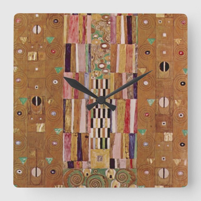 Wall, Stoclet Frieze von Gustav Klimt Quadratische Wanduhr (Vorderseite)