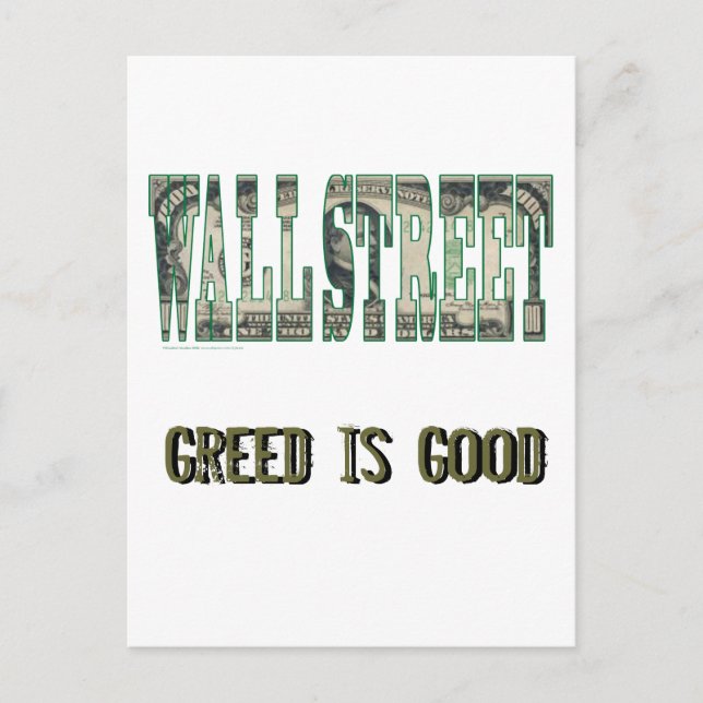 Wall Street/Gier ist gut Postkarte (Vorderseite)