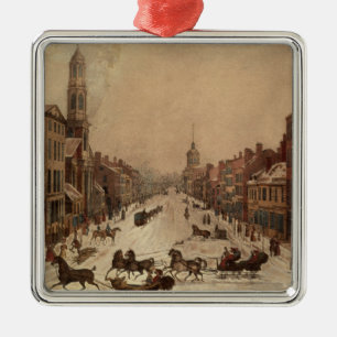 Wall Street im Winter Silbernes Ornament