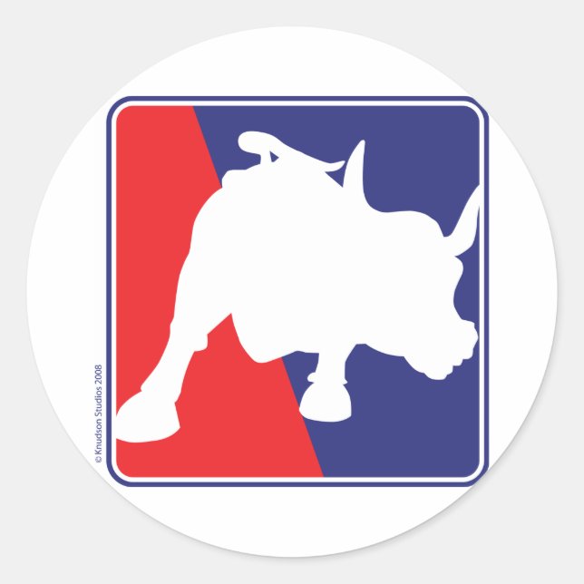 Wall Street Red White und Blue Bull Runder Aufkleber (Vorderseite)