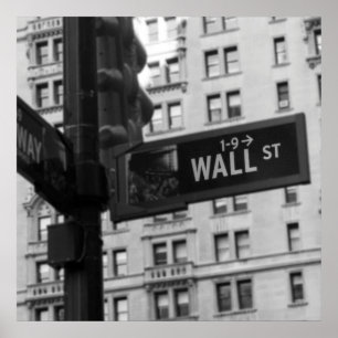 Wall Street signieren Schwarz-Weiß-Fotografie Poster