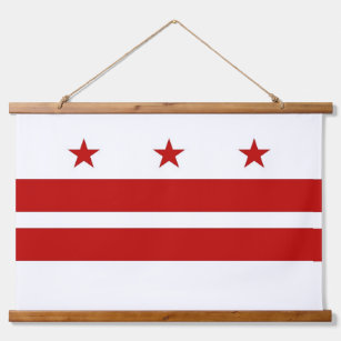 Wall Tapestry mit Flagge von Washington DC, USA. Wandteppich Mit Holzrahmen