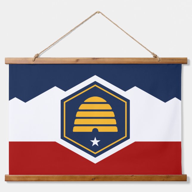 Wall Tapestry with new flag of Utah, USA Wandteppich Mit Holzrahmen (Vorne)