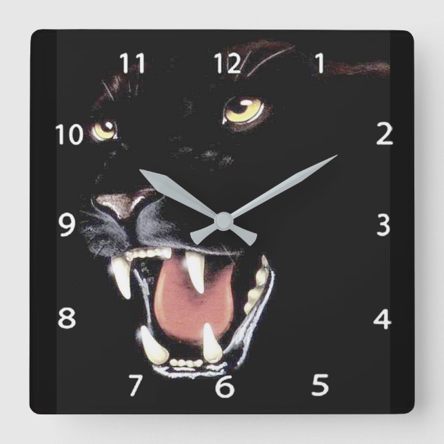 Wall-Uhr am Schwarzen Panther-Quadrat Quadratische Wanduhr (Vorderseite)