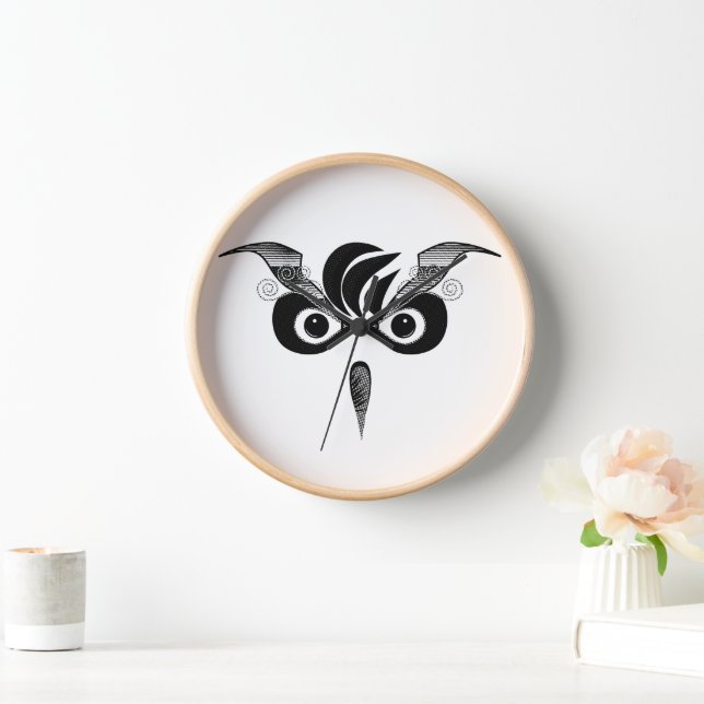 Wall-Uhr der Weißen Augen: Schwarzes Owl-Design Uhr (Zuhause)
