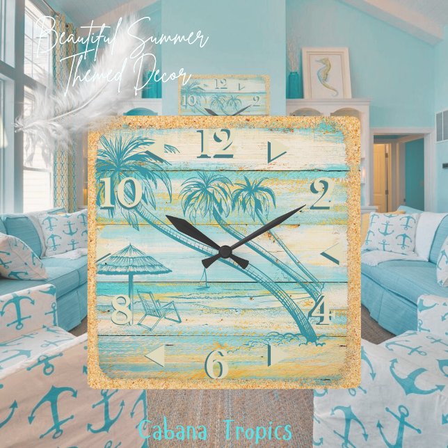 Wall-Uhr für die Beachszene Quadratische Wanduhr (Von Creator hochgeladen)