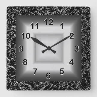 Wall-Uhr Graues Metall aussehen schwarz Silber Quadratische Wanduhr