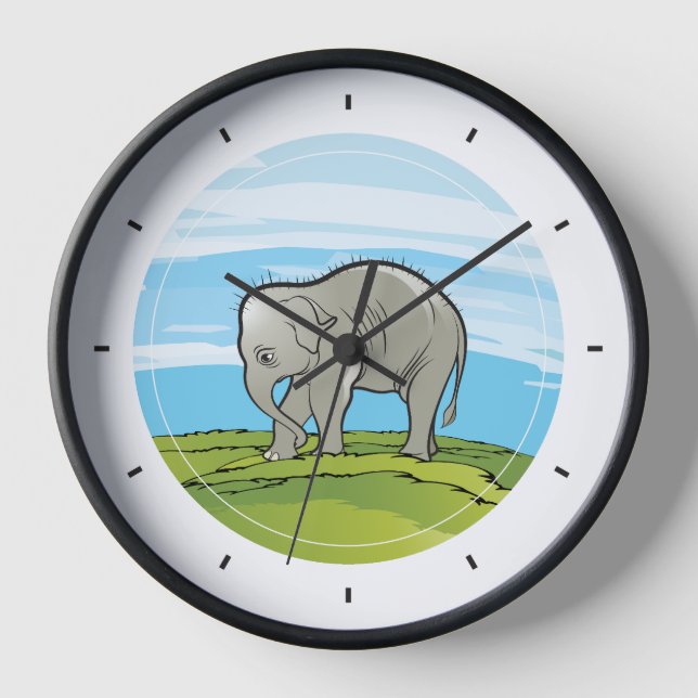 Wall-Uhr mit einer Darstellung des Babyelefons Uhr (Vorderseite)