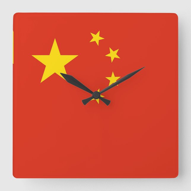 Wall-Uhr mit Flagge der China Quadratische Wanduhr (Vorderseite)