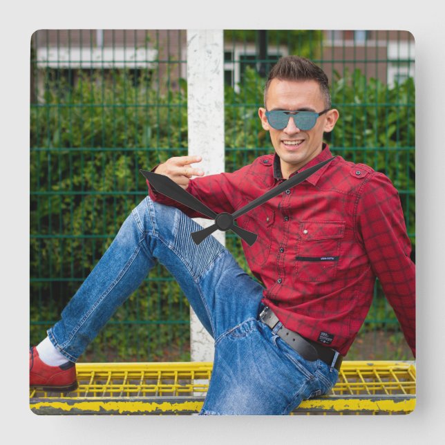 Wall-Uhr mit gutem Blick Quadratische Wanduhr (Vorderseite)