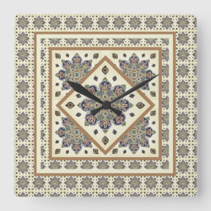 Wall-Uhr mit Medaillon-Stepplook Quadratische Wanduhr