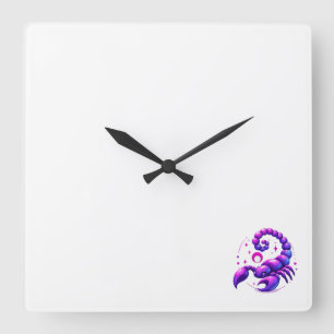 Wall-Uhr mit Skorptionssymbol Quadratische Wanduhr