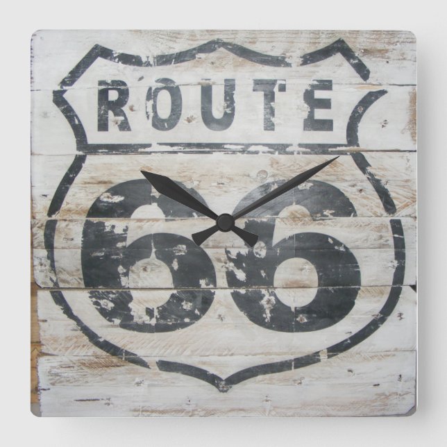 Wall-Uhr, Route 66 Quadratische Wanduhr (Vorderseite)
