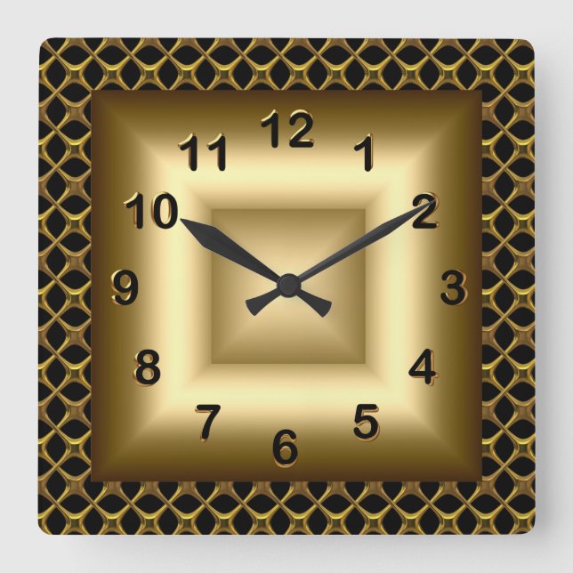 Wall-Uhrenmetall sieht schwarz Bronze Gold aus Quadratische Wanduhr (Vorderseite)